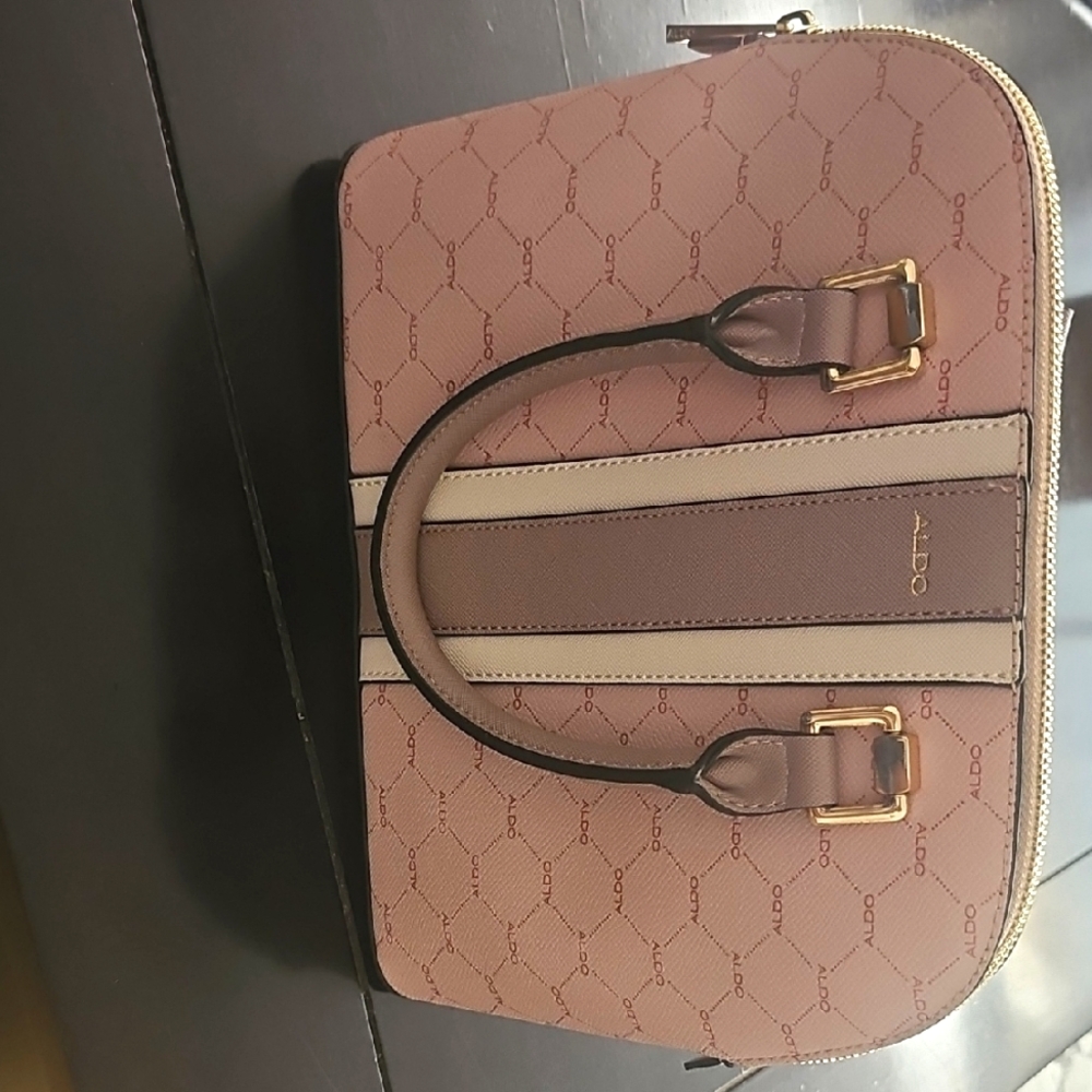 Aldo Pink and Brown Satchel Bag with Chic Design